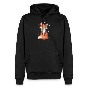 Renard et étoiles - Sweat à capuche Premium bio Homme - noir - Devant - Nico (187cm)