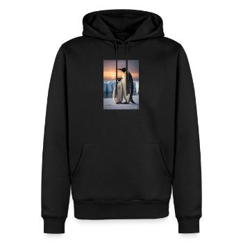 Pingouin avec son petit sur la banquise au pôle Sud - Sweat à capuche Premium bio Homme - noir - Devant - Nico (187cm)