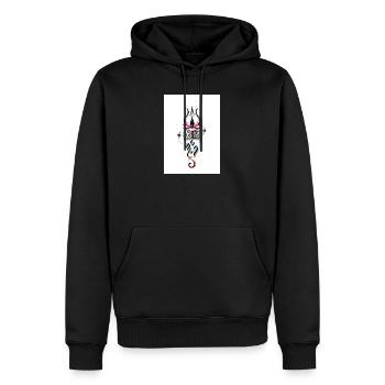 Abstrakter mystischer Lotus mit Trommeln - Männer Premium Bio Hoodie - Schwarz - Vorne - Nico (187cm)