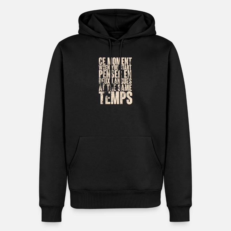 L'inspiration par la pensée bilingue - Sweat à capuche Premium bio Homme - noir