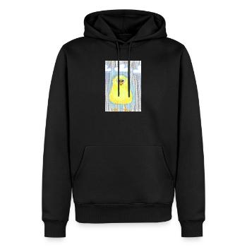 Mignon caneton jaune sous la pluie - Sweat à capuche Premium bio Homme - noir - Devant - Nico (187cm)