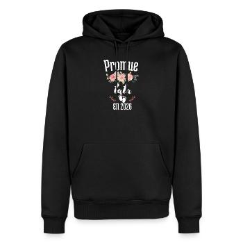 Promue tata 2026, Annonce grossesse - Sweat à capuche Premium bio Homme - noir - Devant - Nico (187cm)