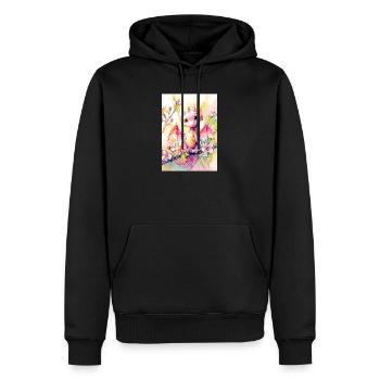 Blumen Aquarell Drache - Männer Premium Bio Hoodie - Schwarz - Vorne - Nico (187cm)
