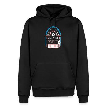 Futsal Jubiläum 10 Jahre Trainerin Spielerin - Männer Premium Bio Hoodie - Schwarz - Vorne - Nico (187cm)