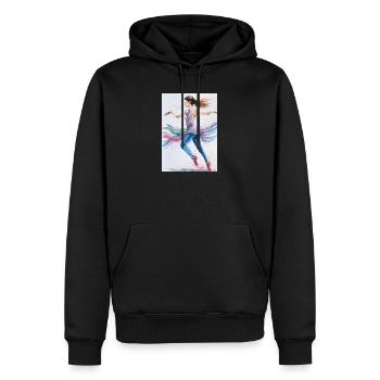 Danseuse tourbillonnante en pastels - Sweat à capuche Premium bio Homme - noir - Devant - Nico (187cm)