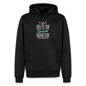 So sieht ein richtig cooler Surfer aus Surfen - Männer Premium Bio Hoodie - Schwarz - Vorne - Nico (187cm)
