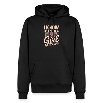 Ich spiele wie ein Mädchen - Männer Premium Bio Hoodie - Schwarz - Vorne - Nico (187cm)