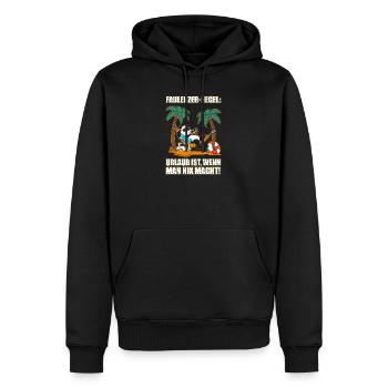 Lazy rule: Vacation is when nothing does anything - Men’s Premium Organic Hoodie - black - Front - Nico (187cm)
