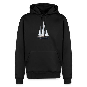 Voilier en mer - Yacht en mer - Sweat à capuche Premium bio Homme - noir - Devant - Nico (187cm)