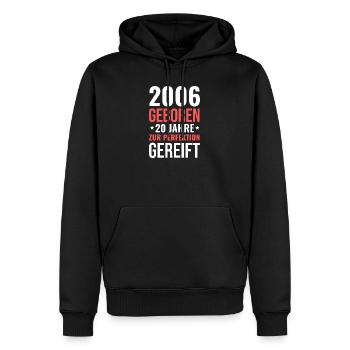 2006 Né – 20 ans de maturation parfaite - Sweat à capuche Premium bio Homme - noir - Devant - Nico (187cm)