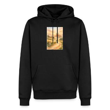 Peinture du pèlerin à Saint-Jacques-de-Compostelle - Sweat à capuche Premium bio Homme - noir - Devant - Nico (187cm)