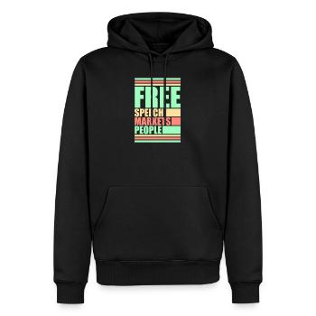 Free Speech Markets People Libertär Freiheit Logo - Männer Premium Bio Hoodie - Schwarz - Vorne - Nico (187cm)