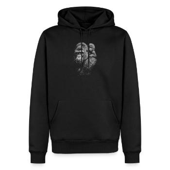 Gorille avec un petit en noir et blanc - Sweat à capuche Premium bio Homme - noir - Devant - Nico (187cm)