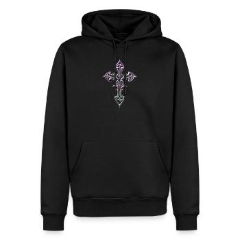 Croix gothique celtique somptueuse - Sweat à capuche Premium bio Homme - noir - Devant - Nico (187cm)