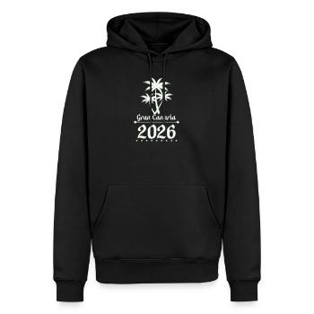 Logo du palmier de Gran Canaria 2026 - Sweat à capuche Premium bio Homme - noir - Devant - Nico (187cm)