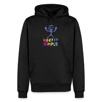 Doigt d’honneur en forme de bonhomme bâton - Sweat à capuche Premium bio Homme - noir - Devant - Nico (187cm)