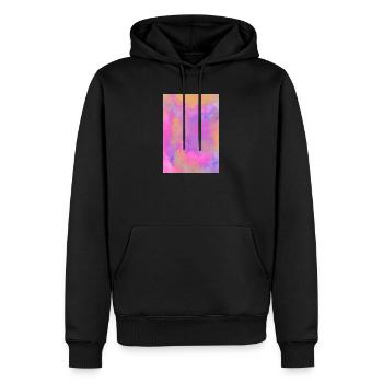 Dégradé - lilas peut être personnalisé - Sweat à capuche Premium bio Homme - noir - Devant - Nico (187cm)