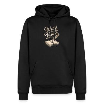 Schreib die Vision-Bibelverse-Feder - Männer Premium Bio Hoodie - Schwarz - Vorne - Nico (187cm)