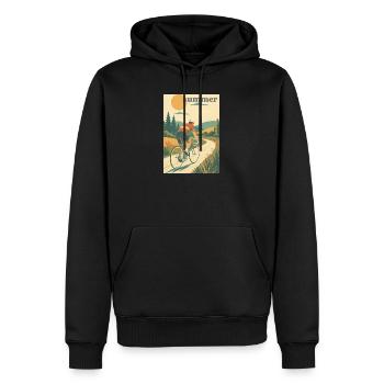 Die Fahrt — Goldener Pfad/Sommer - Männer Premium Bio Hoodie - Schwarz - Vorne - Nico (187cm)