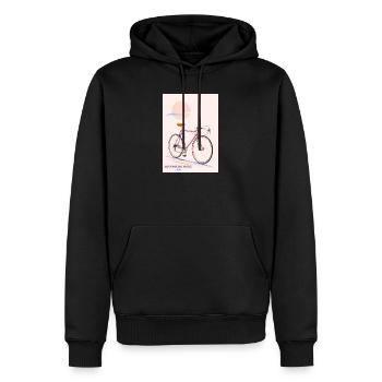 The Ride — Retro Cruiser/Abenteuermodus/pink - Männer Premium Bio Hoodie - Schwarz - Vorne - Nico (187cm)