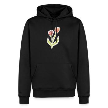 Wasserfarbene Tulpe - Männer Premium Bio Hoodie - Schwarz - Vorne - Nico (187cm)