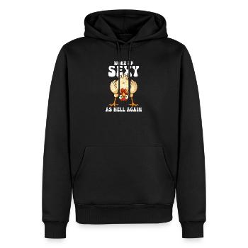 Humor, Chiken-Frauen sagen - Männer Premium Bio Hoodie - Schwarz - Vorne - Nico (187cm)
