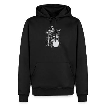 Monkey Jazz Drummer - Männer Premium Bio Hoodie - Schwarz - Vorne - Nico (187cm)