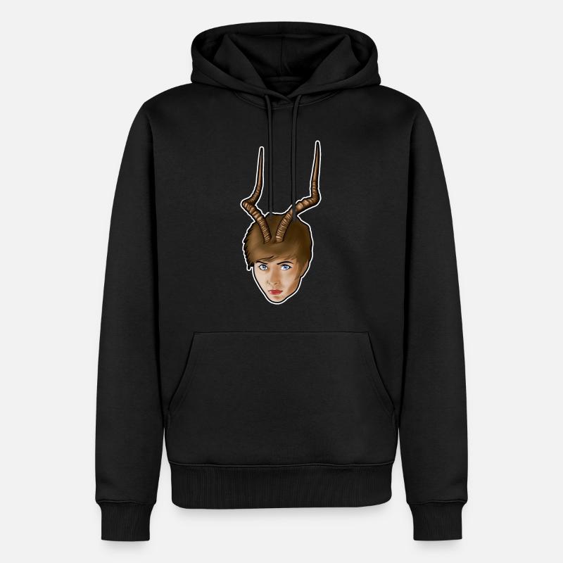 Frau mit Geweih - Männer Premium Bio Hoodie - Schwarz