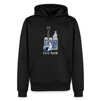 Let’s Rock | Guitare, Amplificateur, Whisky, Musique - Sweat à capuche Premium bio Homme - noir - Devant - Nico (187cm)