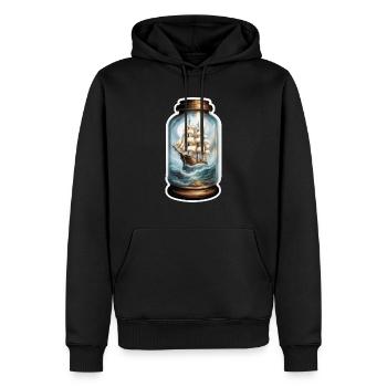 Flaschenschiff / Flaschenpost / Ahoi / Anker - Männer Premium Bio Hoodie - Schwarz - Vorne - Nico (187cm)