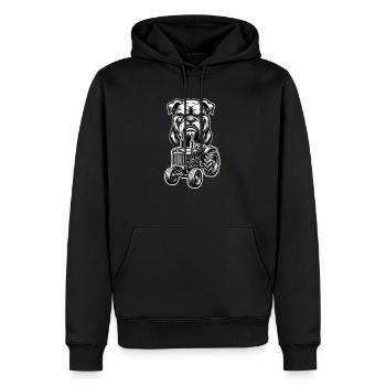 Traktor mit Bulldog – Starkes Design für echte Fan - Männer Premium Bio Hoodie - Schwarz - Vorne - Nico (187cm)
