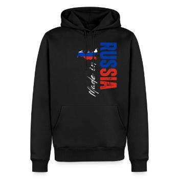 Fabriqué en Russie, fierté russe - Sweat à capuche Premium bio Homme - noir - Devant - Nico (187cm)