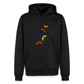 Hände Herz Bunt - Männer Premium Bio Hoodie - Schwarz - Vorne - Nico (187cm)