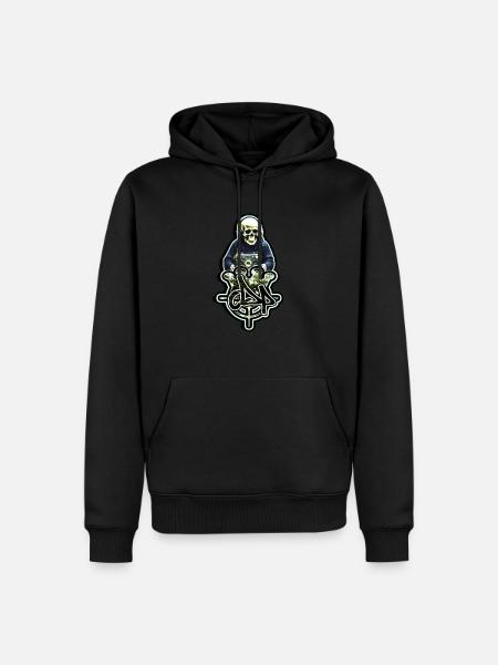 Logo Skull & Boommbox - Männer Premium Bio Hoodie - Schwarz