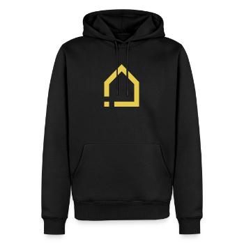 APP-Symbol: Smart FLAT (Gold/Transparent) - Männer Premium Bio Hoodie - Schwarz - Vorne - Nico (187cm)