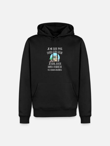 je ne suis pas procrastinateur - Sweat à capuche Premium bio Homme - noir