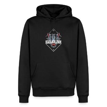 Kasachstan Souvenir Herkunft Schneeleopard - Männer Premium Bio Hoodie - Schwarz - Vorne - Nico (187cm)