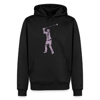 Golf Golfer Silhouette - Weißes Grunge Design - Männer Premium Bio Hoodie - Schwarz - Vorne - Nico (187cm)