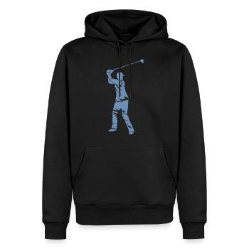 Golf Golfer Silhouette - Weißes Grunge Design - Männer Premium Bio Hoodie - Schwarz - Vorne - Nico (187cm)