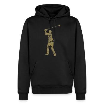 Golf Golfer Silhouette - Weißes Grunge Design - Männer Premium Bio Hoodie - Schwarz - Vorne - Nico (187cm)