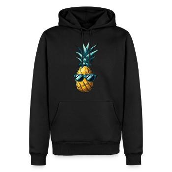 Ananas frais avec lunettes de soleil Été - Sweat à capuche Premium bio Homme - noir - Devant - Nico (187cm)