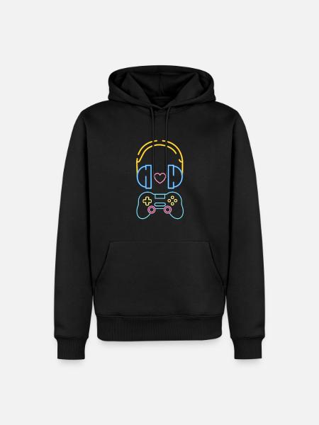 Love Gaming & Music - Nerd - Männer Premium Bio Hoodie - Schwarz