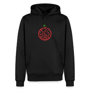 Tierrechte vegan - Männer Premium Bio Hoodie - Schwarz - Vorne - Nico (187cm)