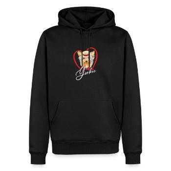 Lustiger frecher Yorkie mit Hut im Herz - Männer Premium Bio Hoodie - Schwarz - Vorne - Nico (187cm)