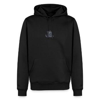 CAT - Männer Premium Bio Hoodie - Schwarz - Vorne - Nico (187cm)