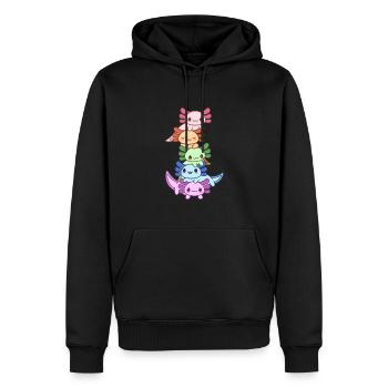 Regenbogen-Axolotl-Gruppe Design für Axolotl Fans - Männer Premium Bio Hoodie - Schwarz - Vorne - Nico (187cm)