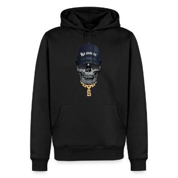 Cooler Totenkopf Hip Hop Style Schriftzug Hannover - Männer Premium Bio Hoodie - Schwarz - Vorne - Nico (187cm)