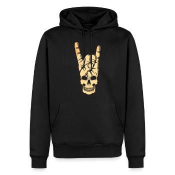 Musique rock and roll Musique rock - Sweat à capuche Premium bio Homme - noir - Devant - Nico (187cm)