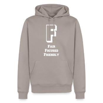 Lettre et caractères (F) - Sweat à capuche Premium bio Homme - taupe - Devant - Nico (187cm)
