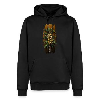 Tropische Majestät: Bananenstaude - Männer Premium Bio Hoodie - Schwarz - Vorne - Nico (187cm)